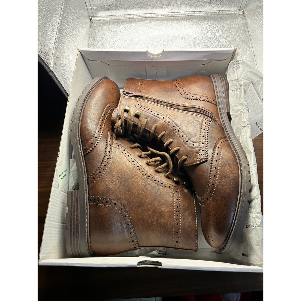 Sonoma Goods For Life Santigo Mens Brown Wingtip Brogue Boots Size 13 New in Box